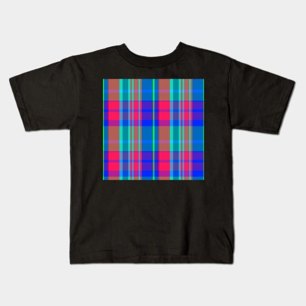 Neon Aesthetic Conall 2 Hand Drawn Textured Plaid Pattern Kids T-Shirt by GenAumonier